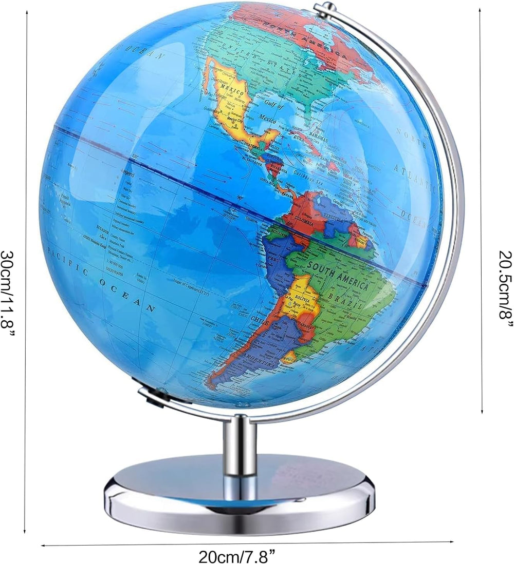 TTKTK 8-inch globe fits desks and shelves, ideal for small spaces.