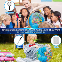 TTKTK educational globe includes magnifying glass and pen for exploration