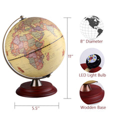 TTKTK wooden desk stand secures the globe for easy reference.