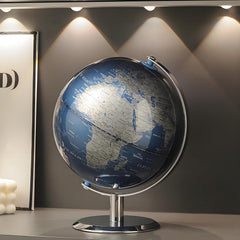 TTKTK World Globe on stainless steel stand, durable desk accent for learning and display.