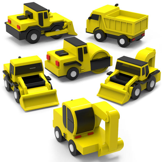 Tub Works Construction Trucks 6-pack in tub; mold-free design helps keep baths clean.