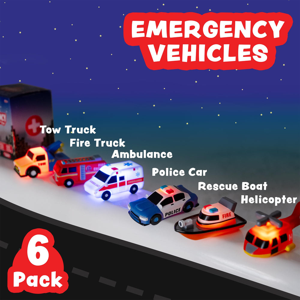 Tub Works Emergency fire engine bath toy glows with color for interactive play.