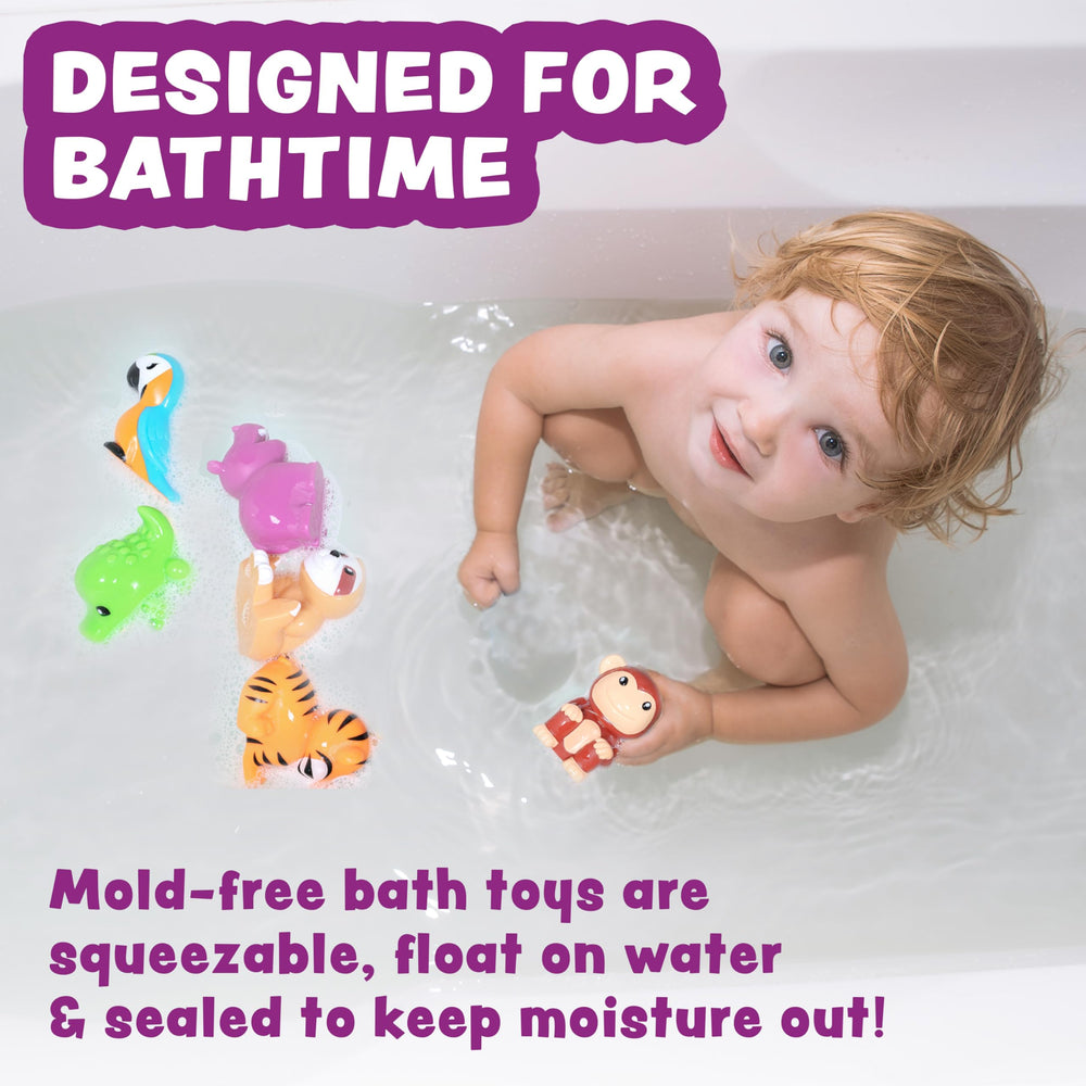 Tub Works Rainforest bath toy tiger, floats on water for interactive splash moments.