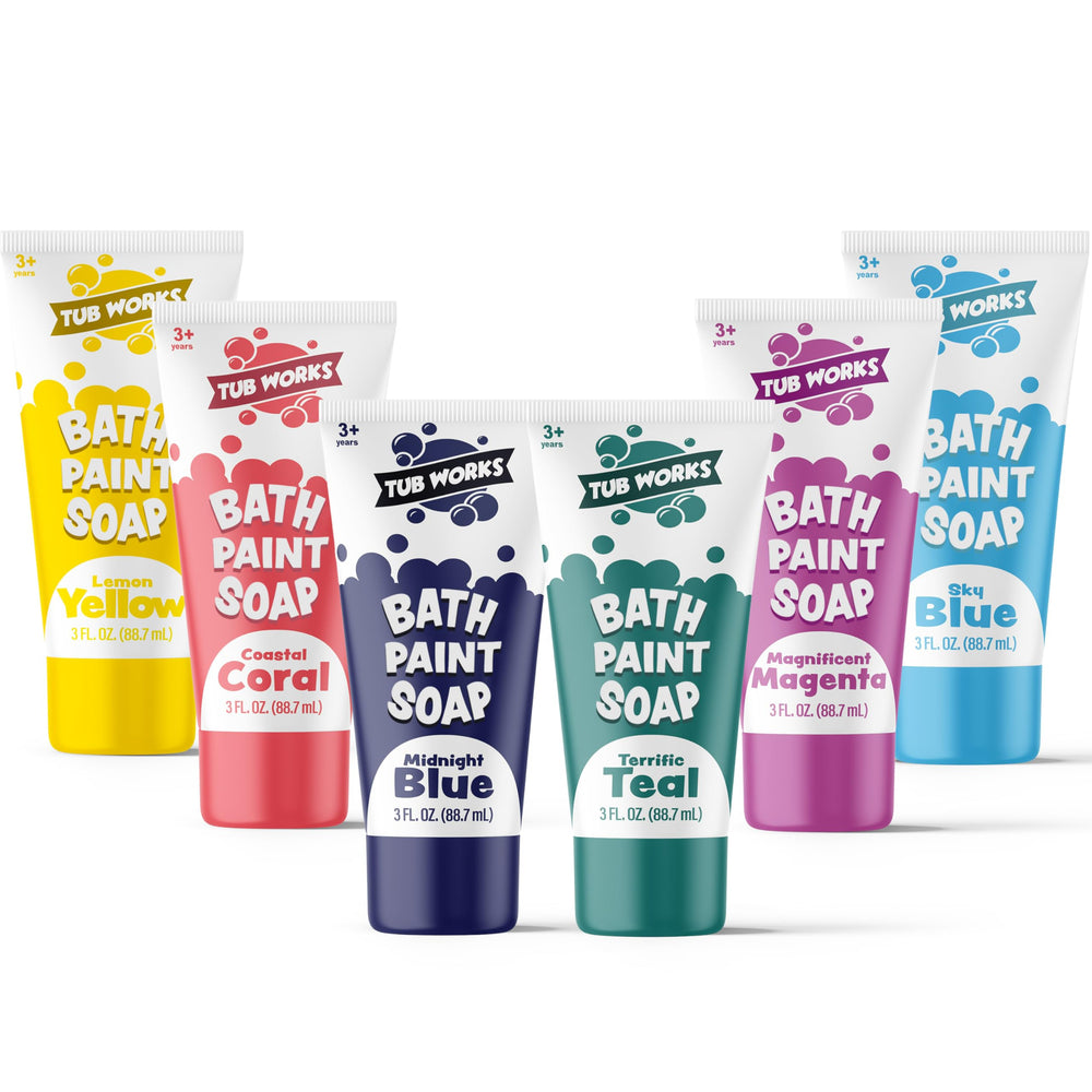 Tub Works sky blue bath paint on tub wall sparks creativity during bath time