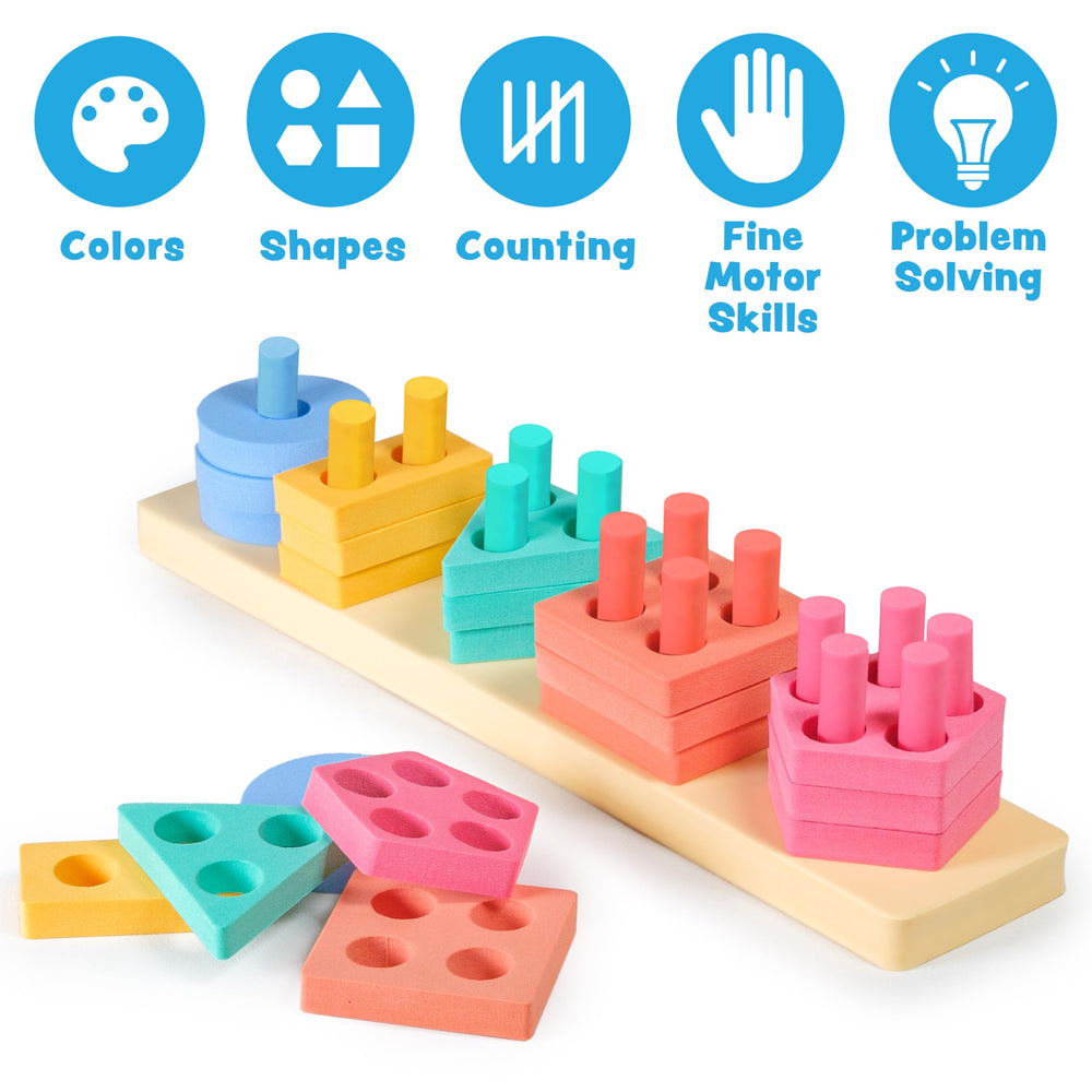 Tub Works stacking play supports early motor skills and hand-eye coordination.