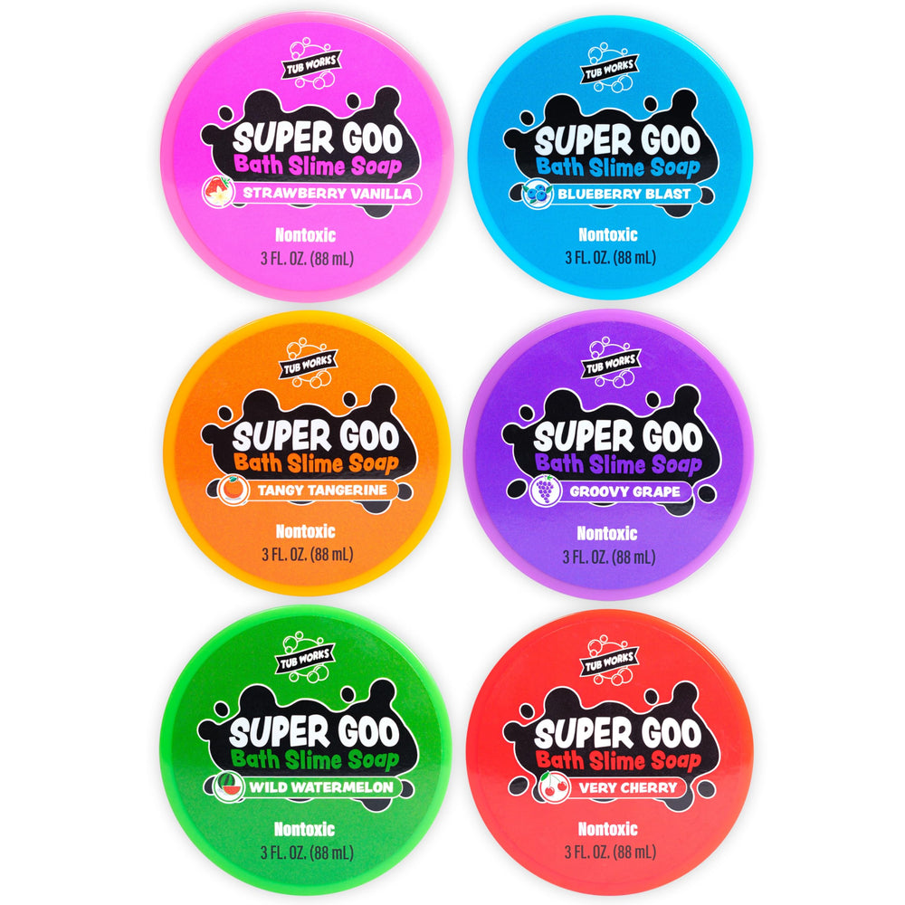 Tub Works Super Goo Bath Slime Strawberry Vanilla jar combines sweet aroma with gentle cleansing
