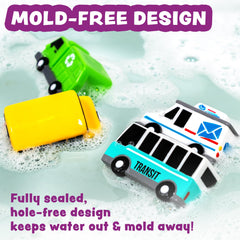 Tub Works Taxi bath toy supports interactive play and colorful learning during baths