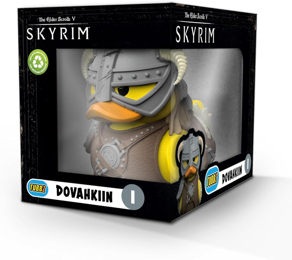 Dovahkiin display box close-up, highlighting authentic Skyrim inspired artwork.