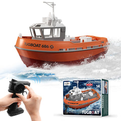 Tucraew RC Boat front view for smooth pool sailing and realistic tugboat feel