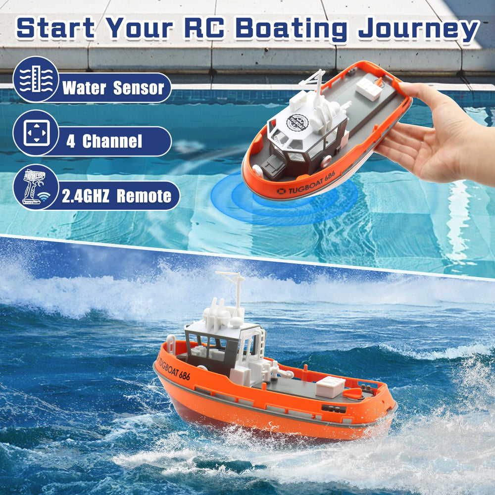 Tucraew RC Boat remote controller image demonstrates simple pistol-style operation