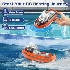 Tucraew RC Boat remote controller image demonstrates simple pistol-style operation