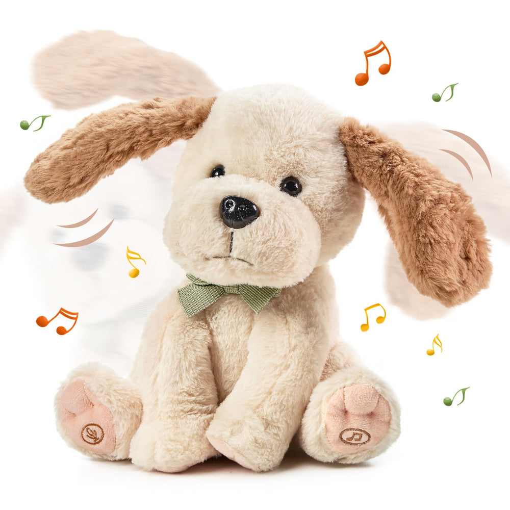 TUMAMA KIDS baby animated plush dog performing dance moves for joyful playtime.