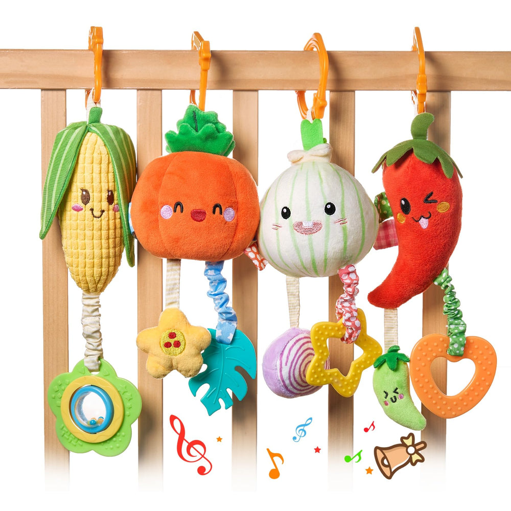 TUMAMA KIDS pumpkin plush toy for crib or stroller, boosting sensory engagement.