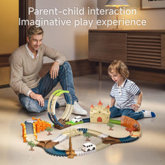 TUMAMA KIDS Race Track tunnels and wooden bridge invite exploration
