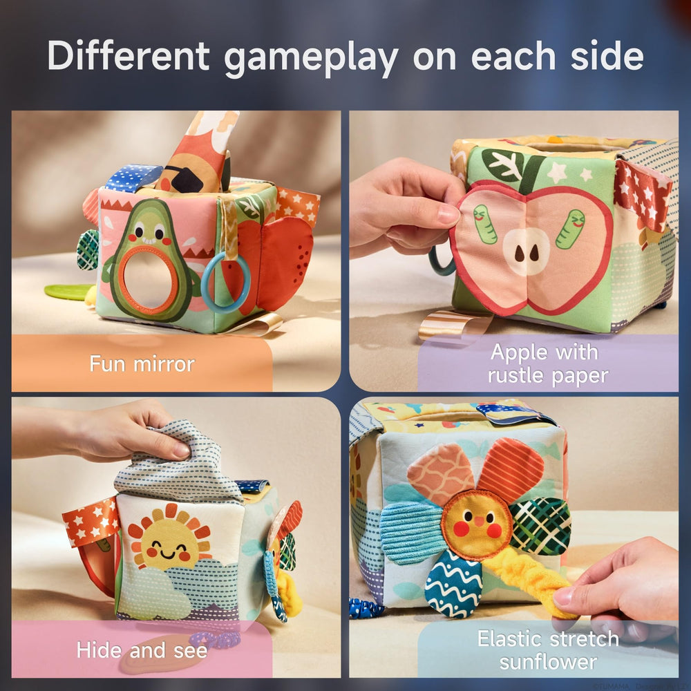 TUMAMA Kids silk tissues with patterns invite visual tracking and discovery