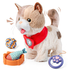 TUMAMA KIDS Toy Cat walks on leash for engaging pretend play.