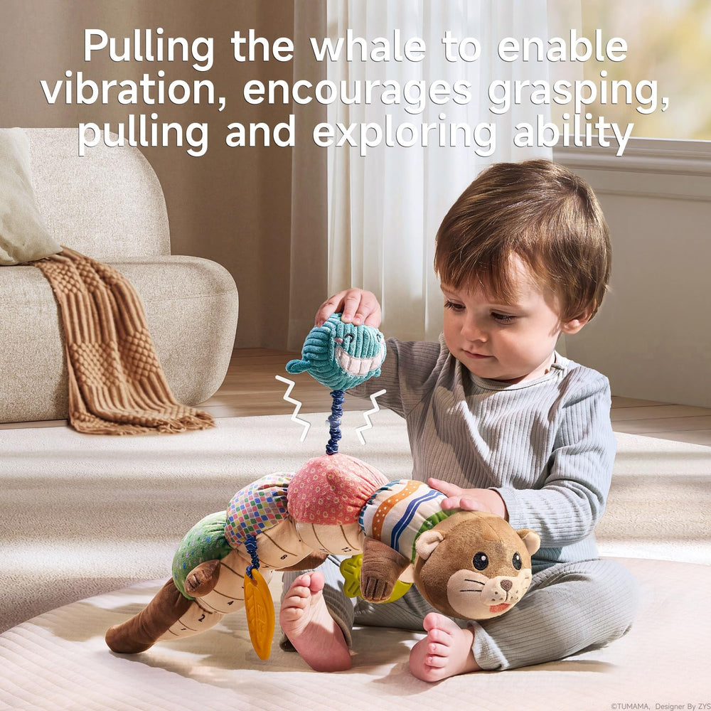 TUMAMA Kids vibrating feature demo shows calming pull toy for on-the-go use