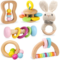 TUOWITA bunny crochet rattle helps little hands explore textures and sounds.