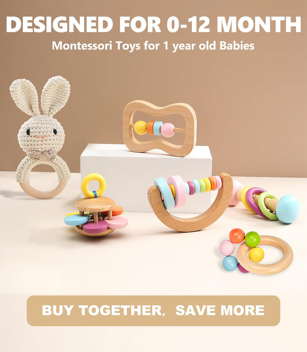 TUOWITA semicircle rattle combines color and shape for early sensory discovery.
