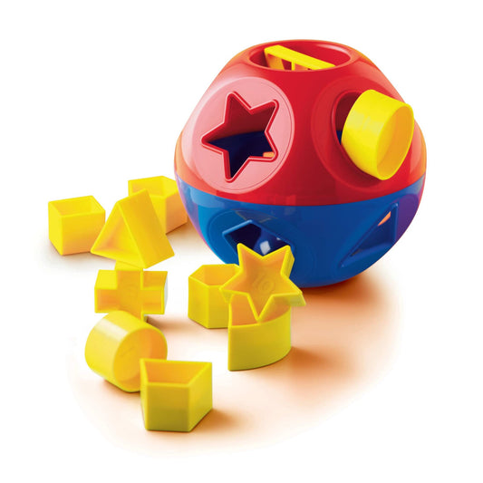 Tupperware Shape-O Sorter opened with colorful shapes to boost fine motor skills.