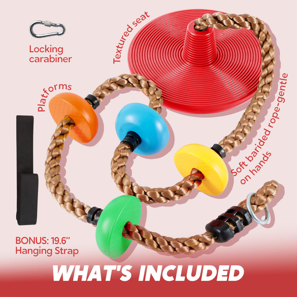 TURFEE 6ft climbing rope provides adjustable height.