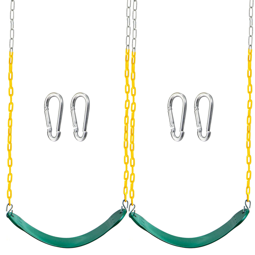 TURFEE green swing seat with 66inch chain for durable backyard fun.