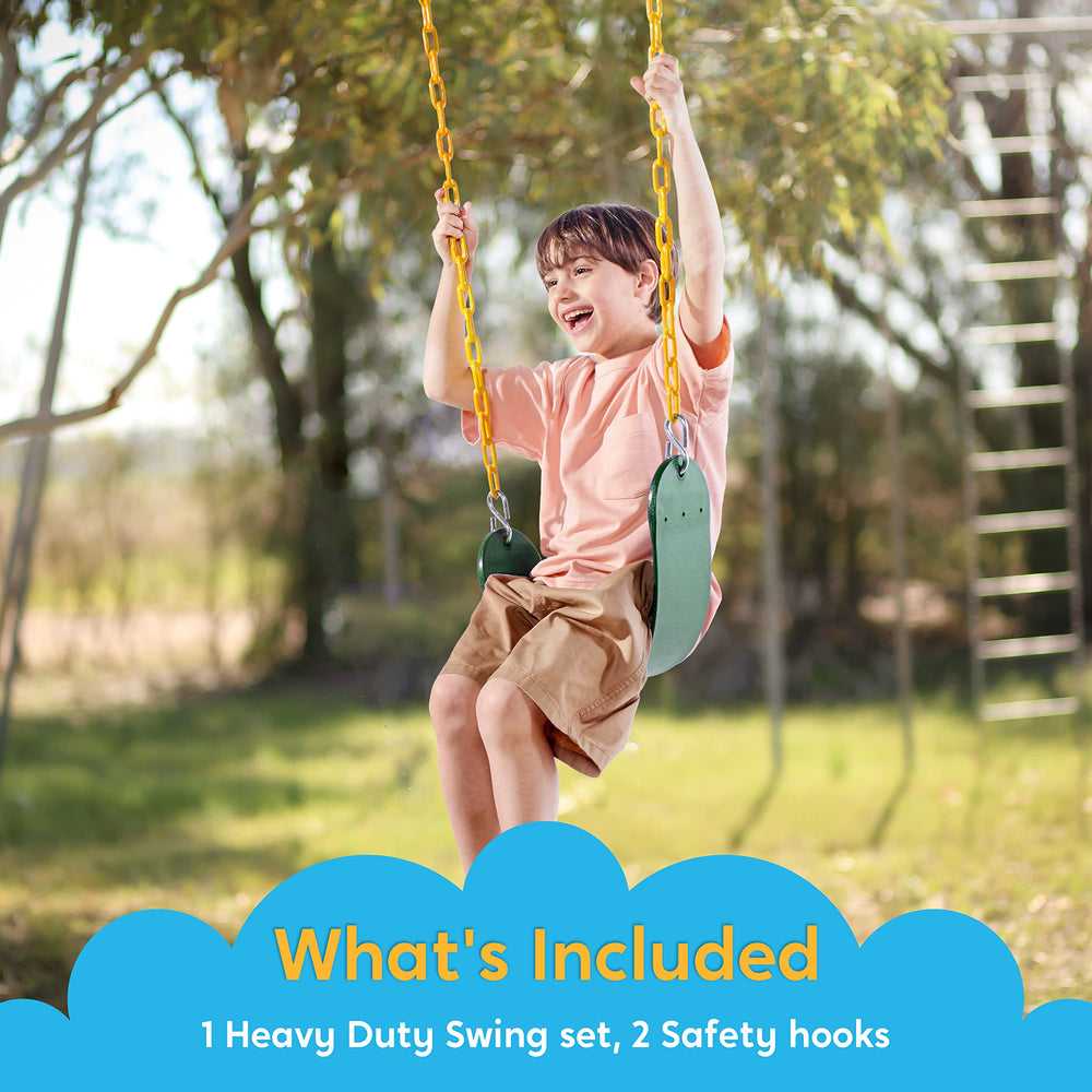 TURFEE swing installation adaptable for indoor or outdoor setups.