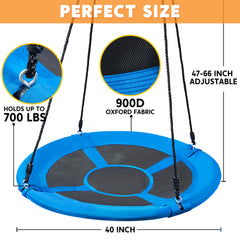 TURFEE saucer tree swing blue four handles close-up for stability