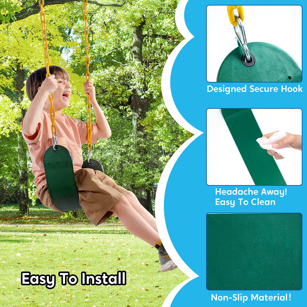 TURFEE swing board dimensions 26.5 by 5.5 inches for comfortable seating.
