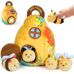 TURKIDS Beehive with soft plush bees enables multisensory exploration for babies.