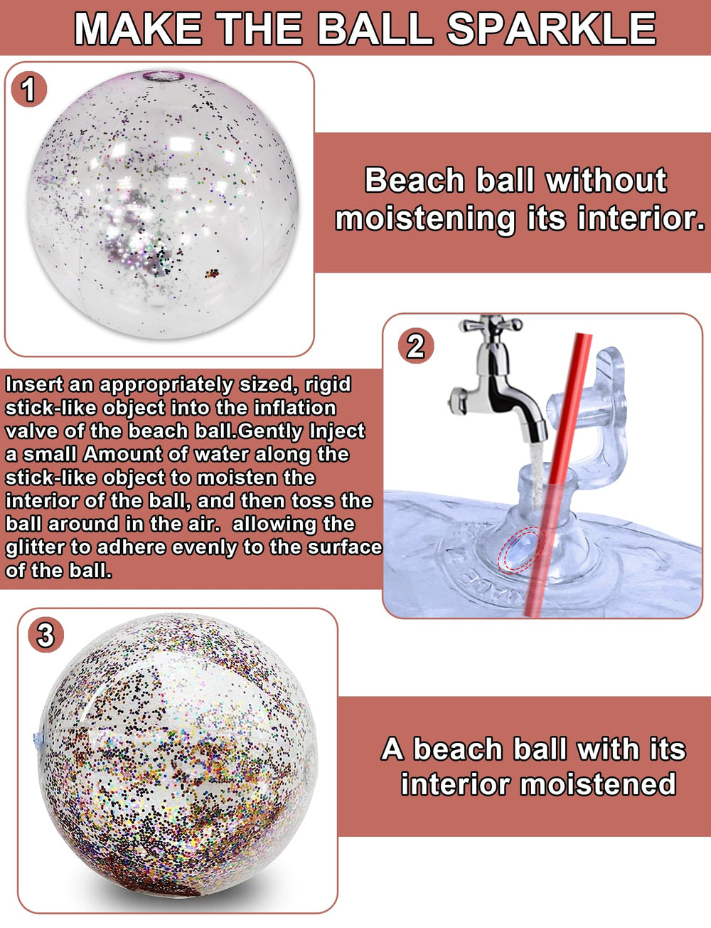 TURNMEON 5pc beach ball set with 16-inch glitter balls for kids.