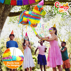 Turnmeon rainbow pinata as fiesta table decor and party centerpiece.
