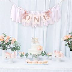 Tutotu 1st birthday banner rose gold blush white adds soft sparkle to photos