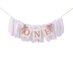 Tutotu banner rose gold blush white decor for chic 1st birthday party styling