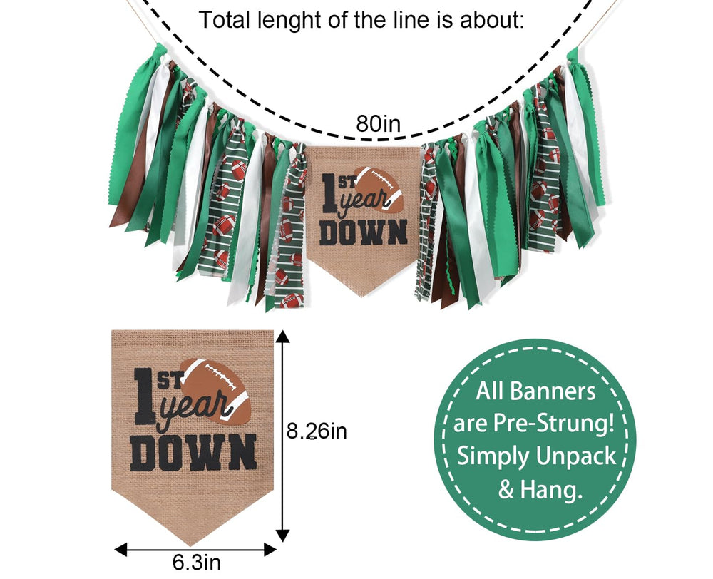 TUTOTU football green linen banner with rugby-logo adds sporty charm