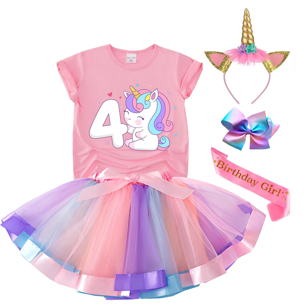 Tutu and Sian unicorn birthday shirt on a child with soft modal fabric for comfort