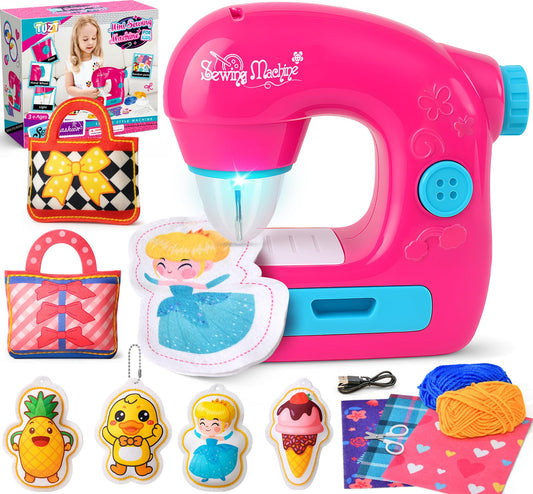 TUZT mini sewing machine toy kit front view shows a compact design for beginner stitching