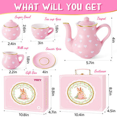 TUZT Tea Party Set pink heart cups and saucers for elegant pretend service