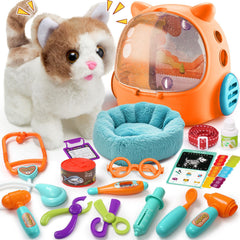 TUZT walking and meowing cat toy for kids, realistic movement for imaginative play.