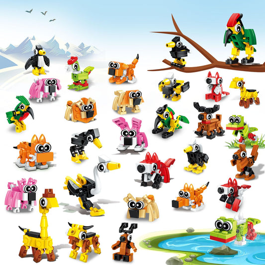 TWERF mini animal blocks front view, ideal as party favor gifts.
