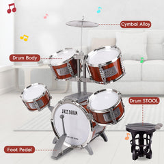TWFRIC kid-friendly drum kit with sturdy construction for durable play.