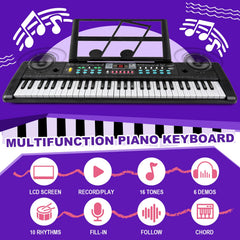 TWFRIC Kids 61-key piano ABS plastic build ensures safe, durable play