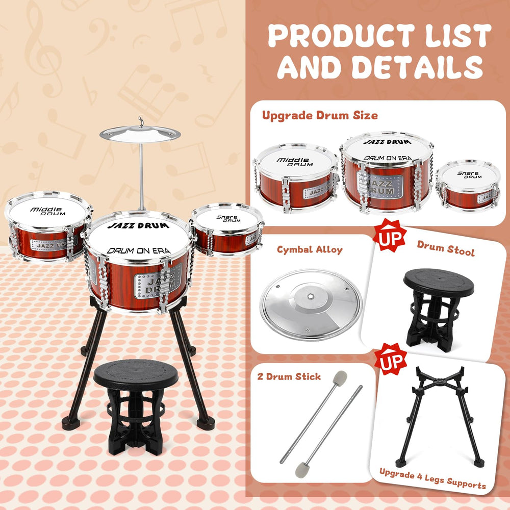 TWFRIC Kids Drum Set cymbal adds crisp sounds for young performers