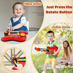 TWFRIC Kids Guitar 2in1 center crystal light lights up during play.