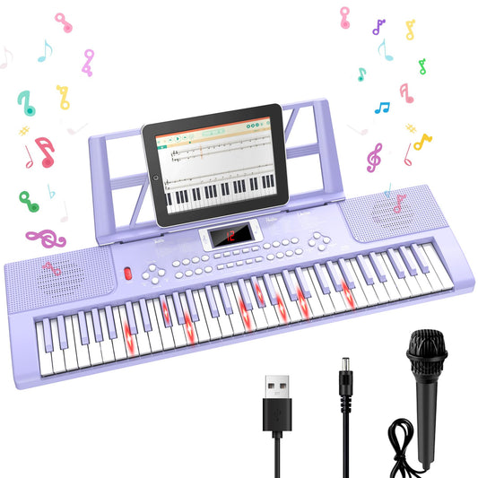 TWFRIC 61-key kids piano with light-up keys for guided practice