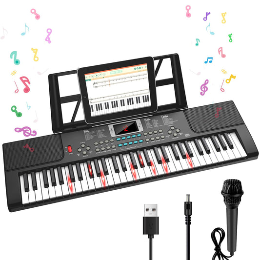TWFRIC 61-key piano with light-up keys for guided practice.
