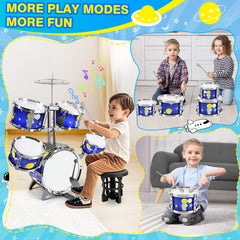 TWFRIC toddler drum set cymbal and sticks for bright sounds.