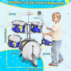 TWFRIC toddler drum set sturdy stool supports comfortable practice.