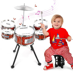 TWFRIC Toy Drum Kit unboxed view showing five-drum setup for beginner musicians