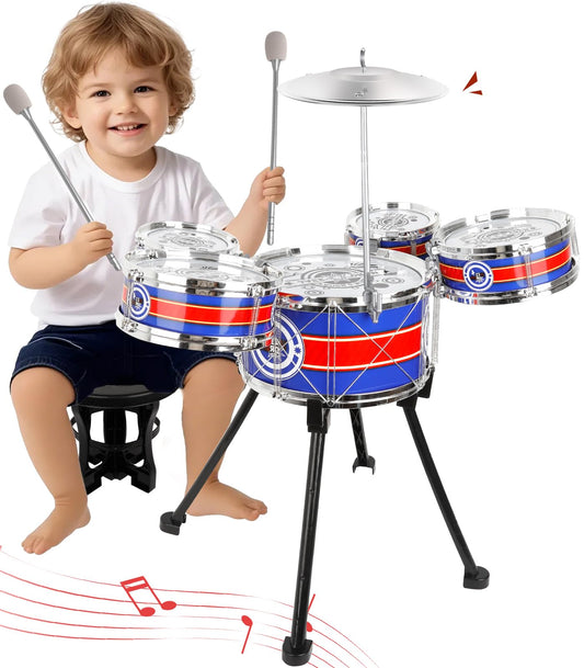 TWFRIC toy drum set with five drums and cymbal for toddler rhythm practice
